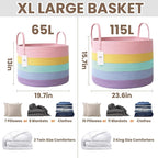 Woven Blanket Basket, 115L Large Rope Storage Bin - Image 2