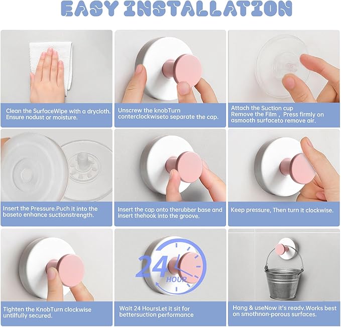 4 Pcs Suction Cup Hooks for Shower，304 Stainless Steel Removable Hooks，Towel - Image 7