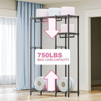 Heavy Duty Rolling Garment Rack 3 Tiers Adjustable Wire Shelving Clothes Rack - Image 4