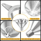 3 Pack Stainless Steel Kitchen Funnel Set, funnels - Image 2