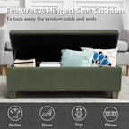 Teal Faux Leather Ottoman with Storage, Rectangular Extra Long Storage Bench - Image 6