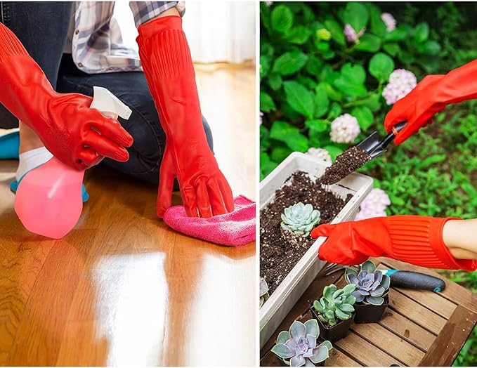 Vgo... 1-Pair Dishwashing Gloves, Reusable Household Gloves, Long Sleeve - Image 6