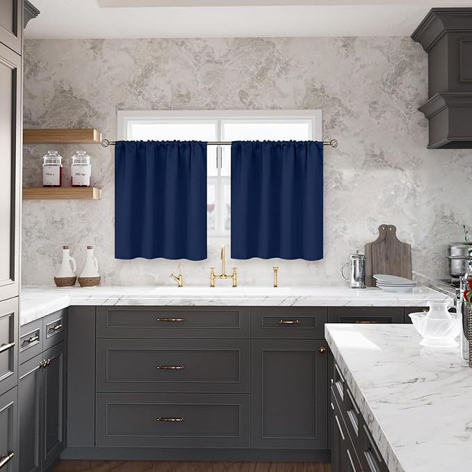BGment Navy Blue Curtains 30 Inches Length - Image 2