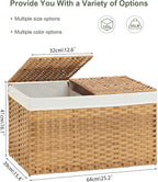 Storage Basket with Lid Rattan Storage Basket with 2 Separate Lid, 27.8 Gallon - Image 4