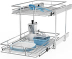 ROOMTEC Individual Pull Out Cabinet Organizer, 2 Tier Spice Rack Organizer by ROOMTEC