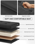 Folding Storage Ottoman, Velvet Storage Bench, Removable Divider, - Image 6
