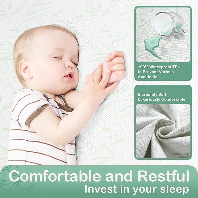 King Mattress Protector Waterproof Mattress Pad Washable Bamboo Rayon Mattress - Image 3