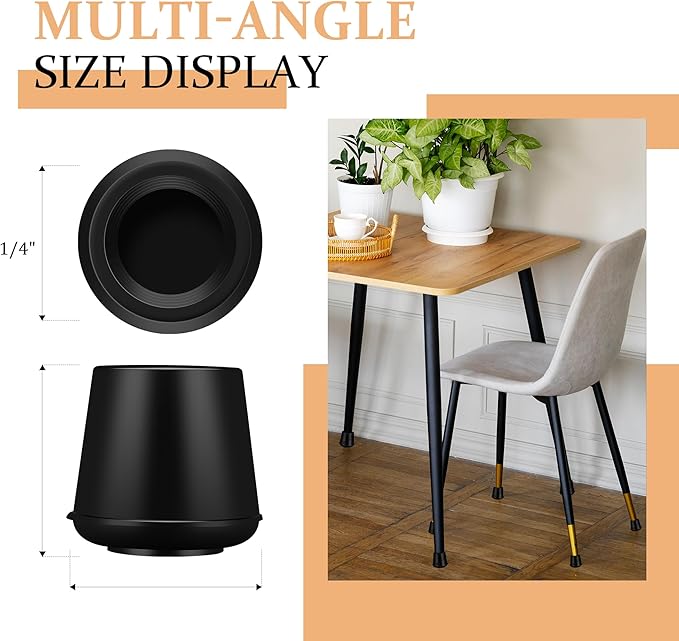 1/4" Round Rubber Furniture Leg Tips Caps, 8 Pack Black Extra Small Furniture - Image 2