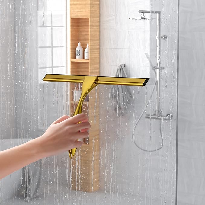 Shower Squeegee for Glass Door 12-Inch Stainless Steel Bathroom Squeegee Window - Image 2