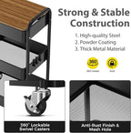 3 Tier Rolling Cart with Table top, Metal Utility Cart, Sturdy Storage - Image 2