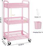 YASONIC 3 Tier Rolling Cart – Metal Utility Storage Cart - Image 6