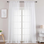 Chyhomenyc Extra Long White Sheer Curtains 108 Inches Long 2 Panels, Light by Chyhomenyc