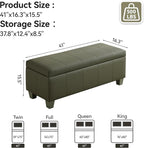 41" Faux Leather Storage Ottoman, Stitch Tufted Rectangle Upholstered End of - Image 2