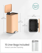 SONGMICS Kitchen Trash Can, 10.5 Gallon Garbage Can, Large Step Trash Bin - Image 6