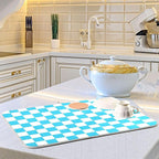 Turquoise Chessboard Dish Drying Mat - Image 6
