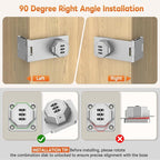 90 Degree 3-Digit Combination Cabinet Lock, Zinc Alloy Keyless Folding Hasp - Image 3