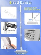 Floor Squeegee & Broom with Long Handle, 180° Rotating Head Silicone Blade - Image 2