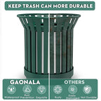 27.6IN Round Large Outdoor Trash Can, Heavy Duty Metal Slatted Garbage Can - Image 4