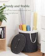 Laundry Hamper with Lid Wicker Laundry Hamper Round 26.5 Gal Laundry Basket - Image 6