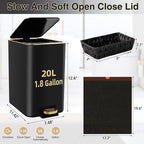 Small Bathroom Trash Can with Lid Soft Close, 1.8 Gallon Stainless Steel - Image 6