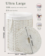 Laundry Basket with Lid Round Rattan Laundry Hamper with Lid and Handles 29.1 - Image 4
