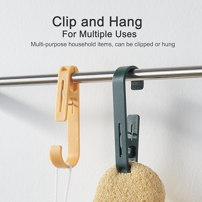12 Pcs Large Clothes Pins Towel Clips, Strong Plastic Clothes Hanger. S Hook - Image 3