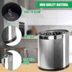 'Invisi-Overlap' Open Top Stainless Steel Trash Can, Small Office Wastebasket - Image 4