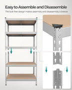SONGMICS 5-Tier Storage Shelves, Load 2310 lb, Boltless Assembly, Adjustable - Image 6