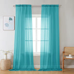 Chyhomenyc Sheer Turquoise Curtains 90 inches Long 2 Panels, Light Filtering by Chyhomenyc