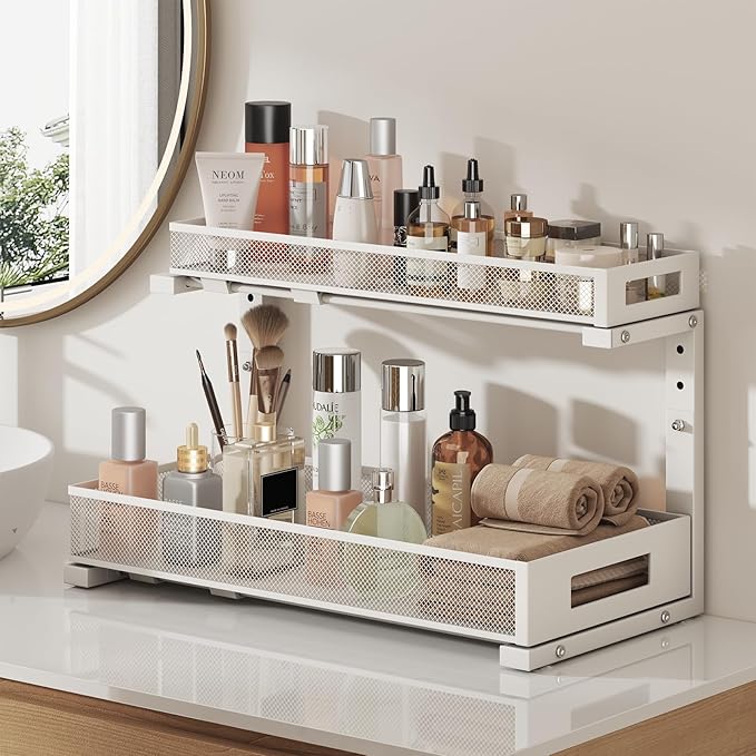 2 Pack 19IN Depth Under Sink Storage Organizer, Large 2-Tier Elegant Mesh Pull - Image 7
