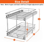 ROOMTEC Individual Pull Out Cabinet Organizer, 2 Tier Spice Rack Organizer - Image 3