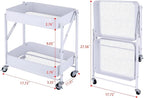 Melody House 2-Tier Metal Folding Rolling Cart, Mobile Utility Cart Trolley - Image 7