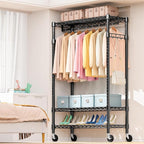 Heavy Duty Rolling Garment Rack 3 Tiers Adjustable Wire Shelving Clothes Rack - Image 7