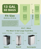 Large Compostable Trash Bags 13 gallon 60 Packs, AYOTEE Biodegradable Trash Bag - Image 3