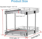 DINDON 2 Tier Pull Out Cabinet Organizer Heavy-Duty Metal Sliding Drawer Shelf - Image 3