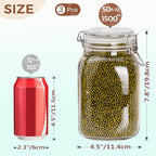 Clear Food Storage Jars 50oz Square, Airtight Glass Canister - Image 2