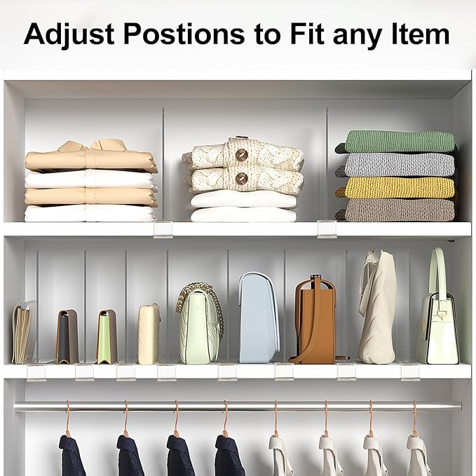 Shelf Dividers Purse Organizer for Closet: 12-Pack Acrylic Bag Storage - Image 5