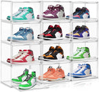10 Pack Shoe Box Organizer Clear Plastic Stackable Shoe Boxes by EDSFAM