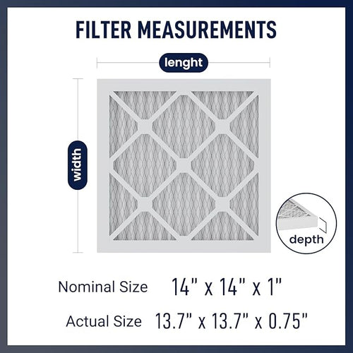 14x14x1 MERV 8 Air Filters 6-Pack, Actual Size 13.7" x 13.7" x 0.75" – - Image 2