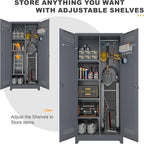 Metal Tool Storage Cabinet, Broom Closet - Image 6