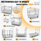 Platform Truck Cart with Cage, 6 in1 Foldable Flatbed Cart Heavy Duty Push Cart - Image 5