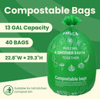 13 Gallon Compostable Trash Bags, 40 Bags Compost Bags - Image 2