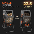 Compost Bin Outdoor 22.5 Gallon, Easy Assemble Composter Tumbler, 360°Rotating - Image 2