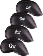 Premium Magnetic Leather Iron and Wedge Golf Club Head Covers | Set of 10 | by AllTeedUp