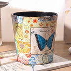 PU Leather Small Trash Can Wastebasket, Round Garbage Container Basket - Image 5
