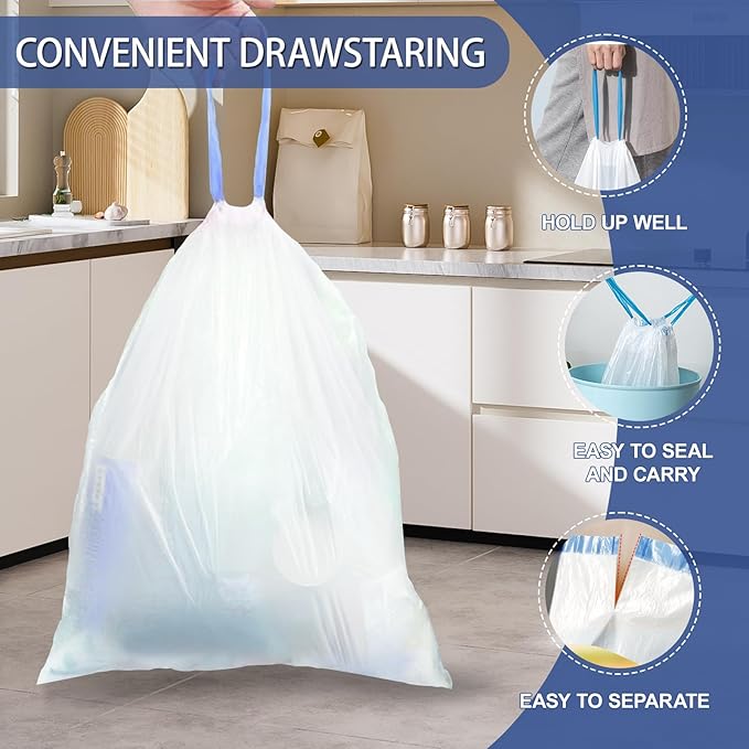 150 Count 2 Gallon Trash Bags Drawstring - Image 5