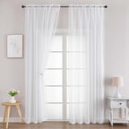 Chyhomenyc White Sheer Curtains 96 Inches Long 2 Panels, Light Filtering White by Chyhomenyc