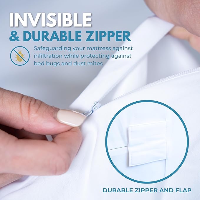 Twin XL Size 39x80” Premium Waterproof Zippered Mattress Encasement, 100% Cotton - Image 4