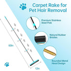 Carpet Rake for Pet Hair Removal, Dog Cat Fur Remover Rubber Broom, Carpet Rake - Image 2