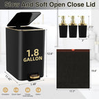 Small Bathroom Trash Can with Lid Soft Close, 1.8 Gallon Stainless Steel - Image 5